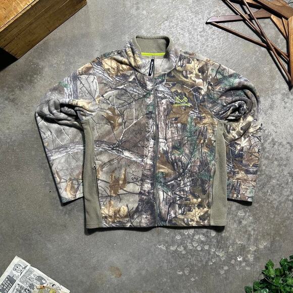 Realtree Camouflage Zip Up Sweater Mens Medium Full ZIp Embroidered Sweatshirt - Picture 1 of 3